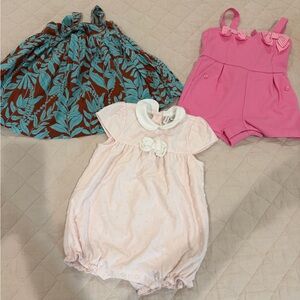 Lot Of 3 Janie & Jack Girls Dresses Rompers Size 12-18 Months EUC!